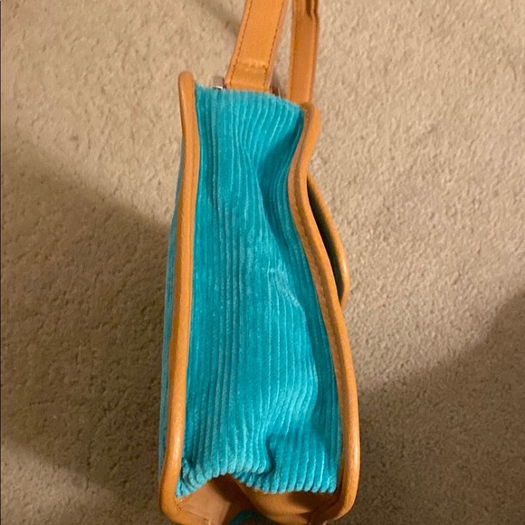 Bath & Body Works Tan and Turquoise Handbag with Corduroy Fabric - Picture 3 of 15